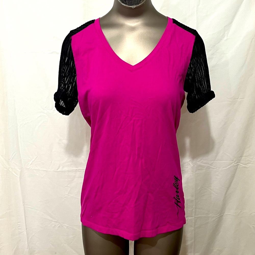 Harley-Davidson V-Neck Mesh Detail Shirt Large